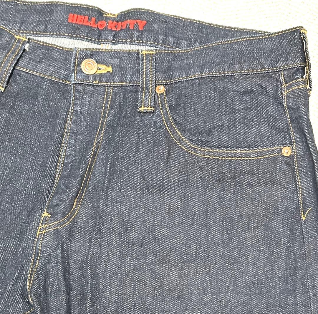 【濃紺美品】児島ジーンズ ハローキティ コラボ ジーンズ 36 Y2K