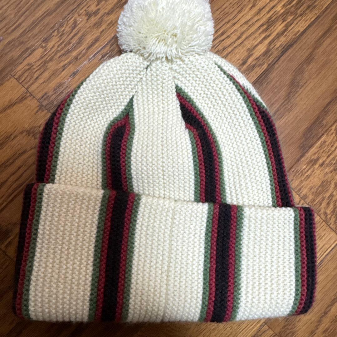 かつきくん着用Stussy ストライプニット帽 ポンポン付き ストライプ