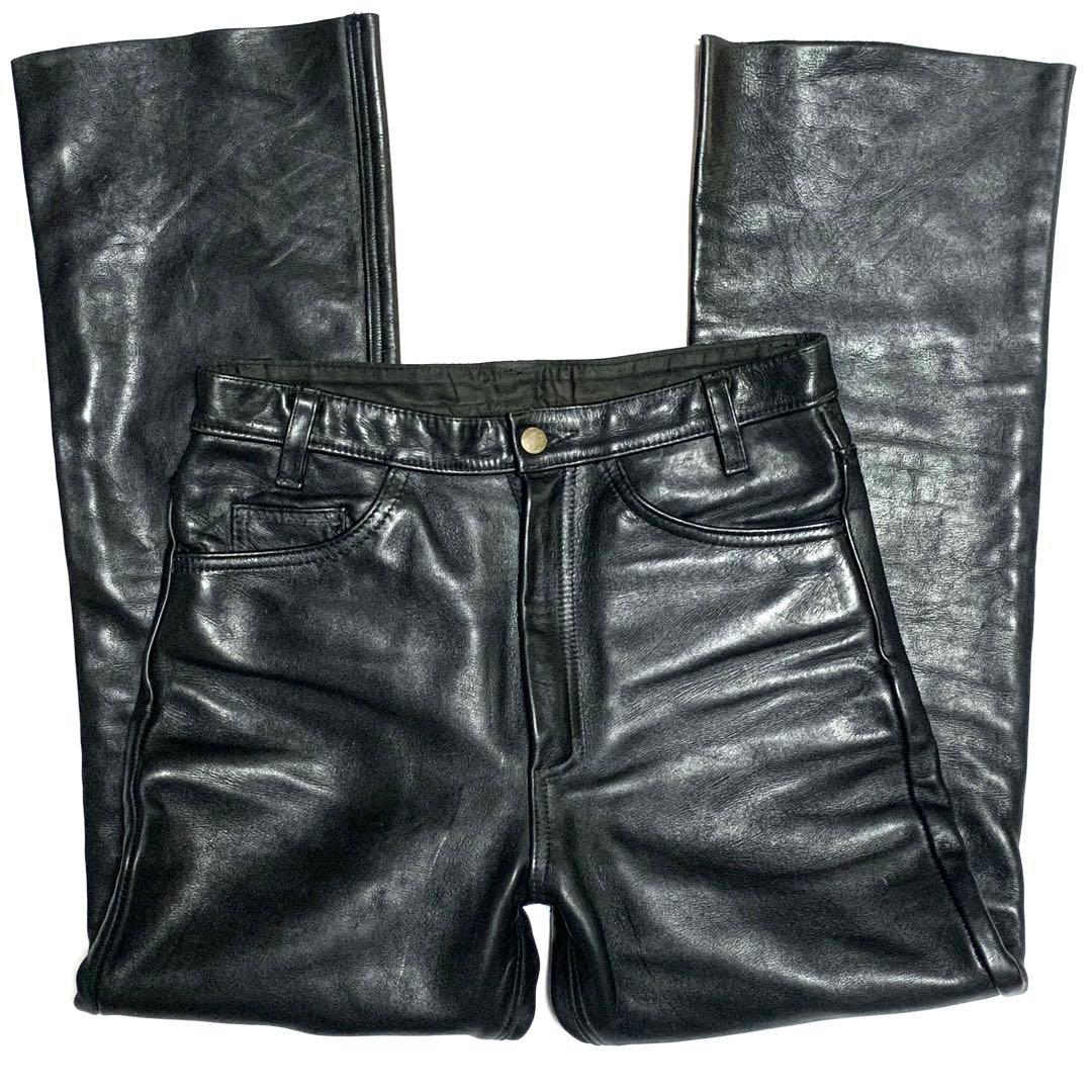 バンソン 米国製 W33 レザー パンツ メンズ 黒 本革 ライダース - メルカリ