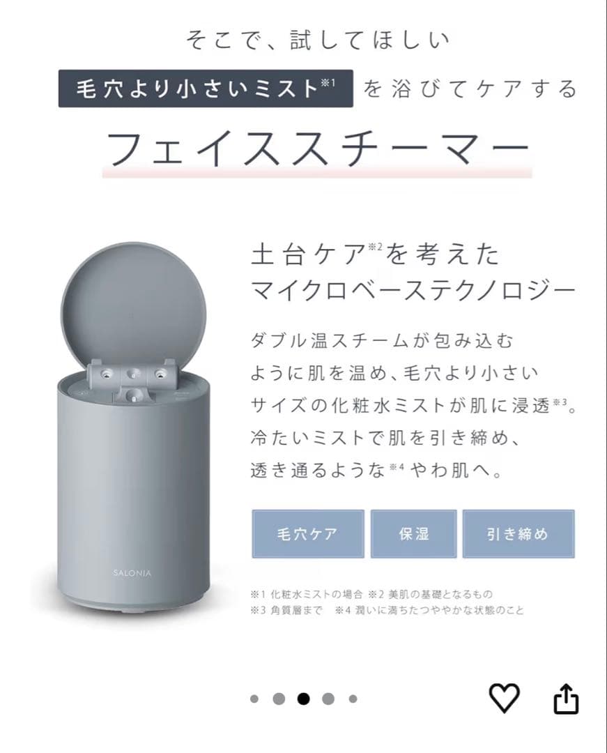 新品未使用⭐︎SALONIA ピュア ブライト スチーマー　グレー