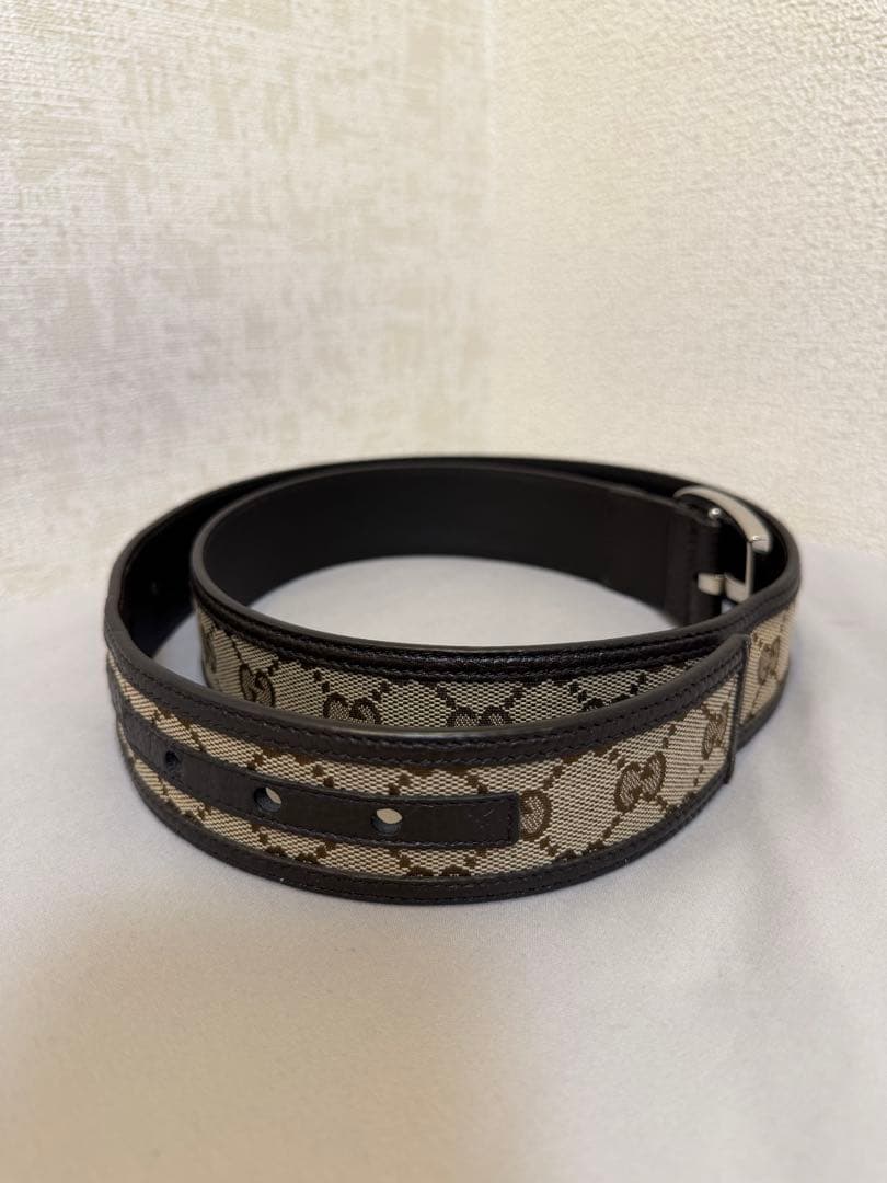 GUCCI GGキャンバス×レザー　(ベージュ×ブラウン) べルト
