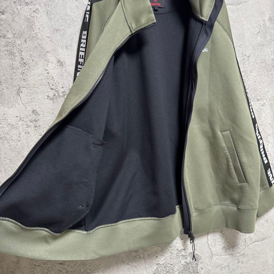 BRIEFING フリースジャケット ダブルジップ ロゴ ゴルフ L オリーブ