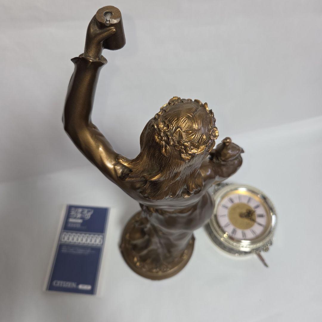 □ 美品 シチズン 慈悲の女神 振り子時計 女神像 金色イブシ仕上