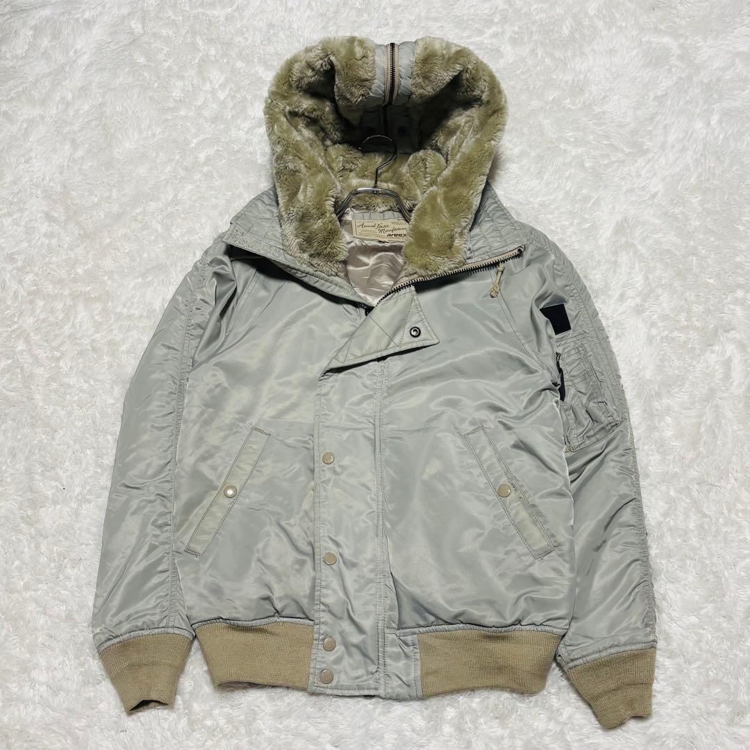 希少 AVIREX N-2B シルバー フライトジャケット ミリタリー 短丈 M