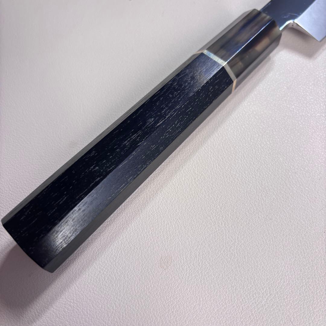 270mm 切付柳刃包丁 鏡面　黒檀黒水牛八角柄 刺身包丁 【全鋼】'ᙀ