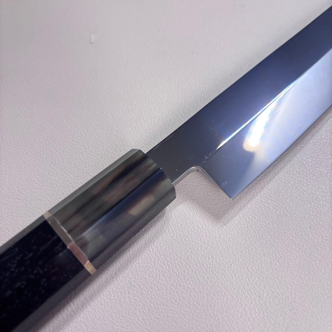 270mm 切付柳刃包丁 鏡面　黒檀黒水牛八角柄 刺身包丁 【全鋼】'ᙀ