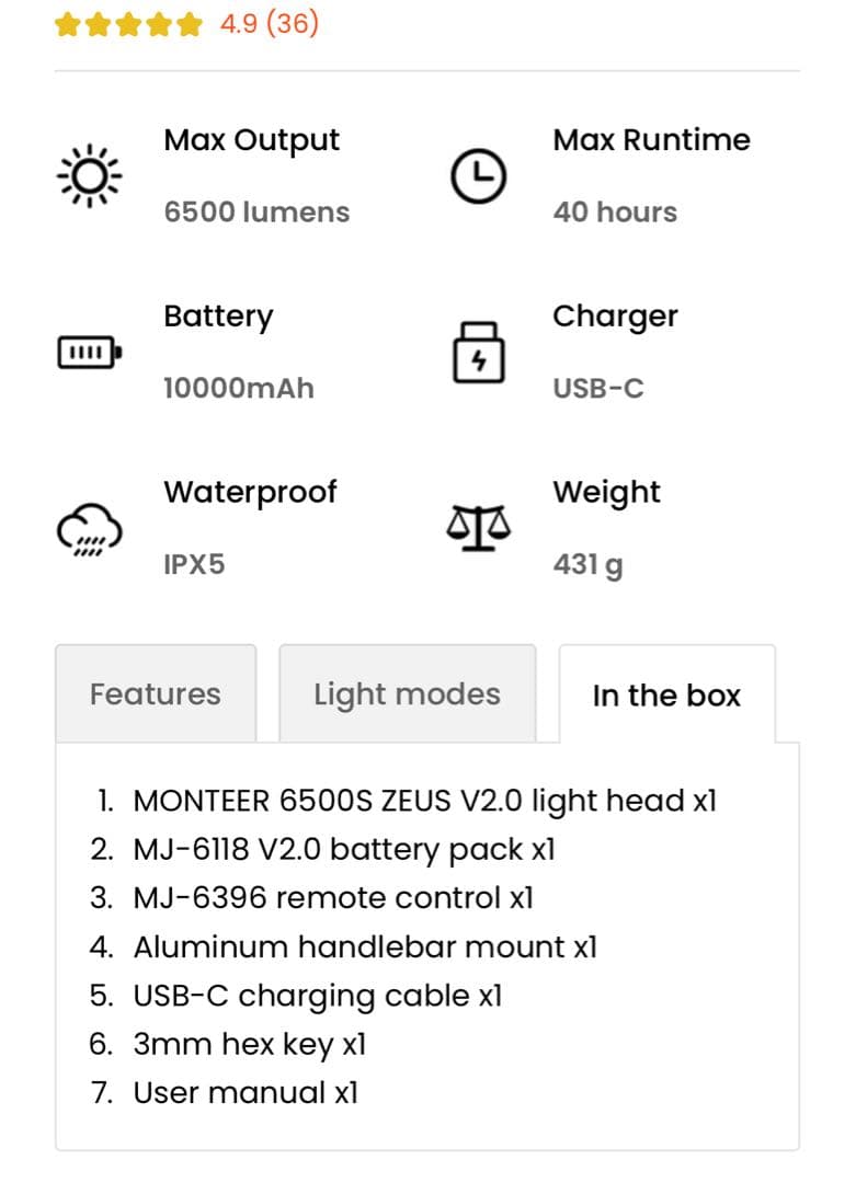 MAGICSHINE MONTEER 6500S V2.0 自転車用ライト