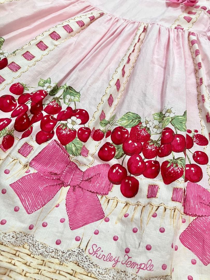 シャーリーテンプル 限定チェリーバスケットワンピース ピンク120