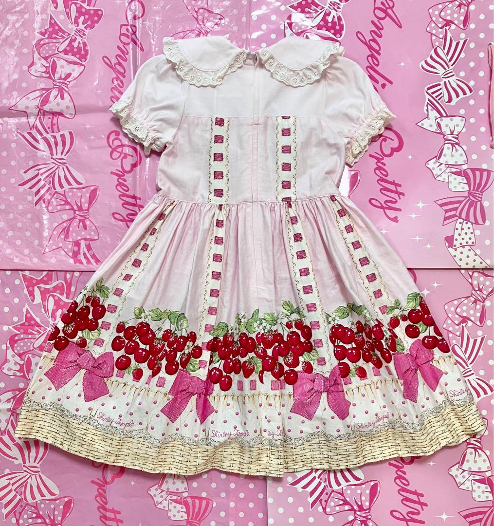 シャーリーテンプル 限定チェリーバスケットワンピース ピンク120