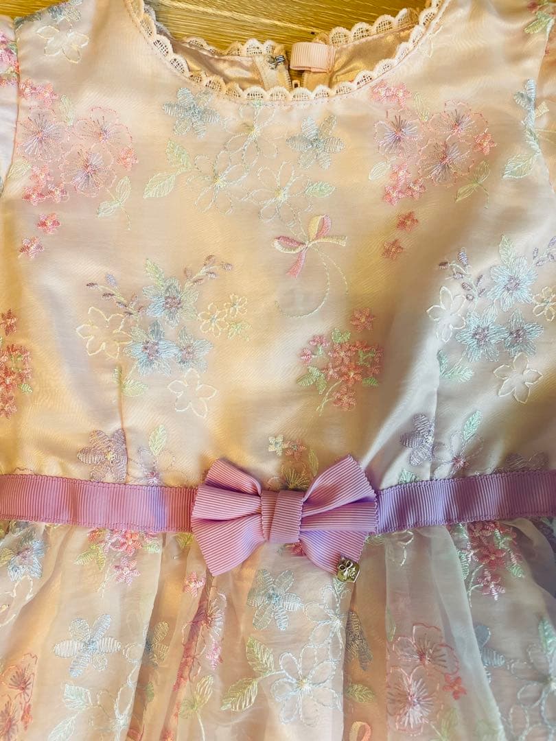 メゾピアノ mezzo piano花柄ドレス パステルピンク 半袖 120cm