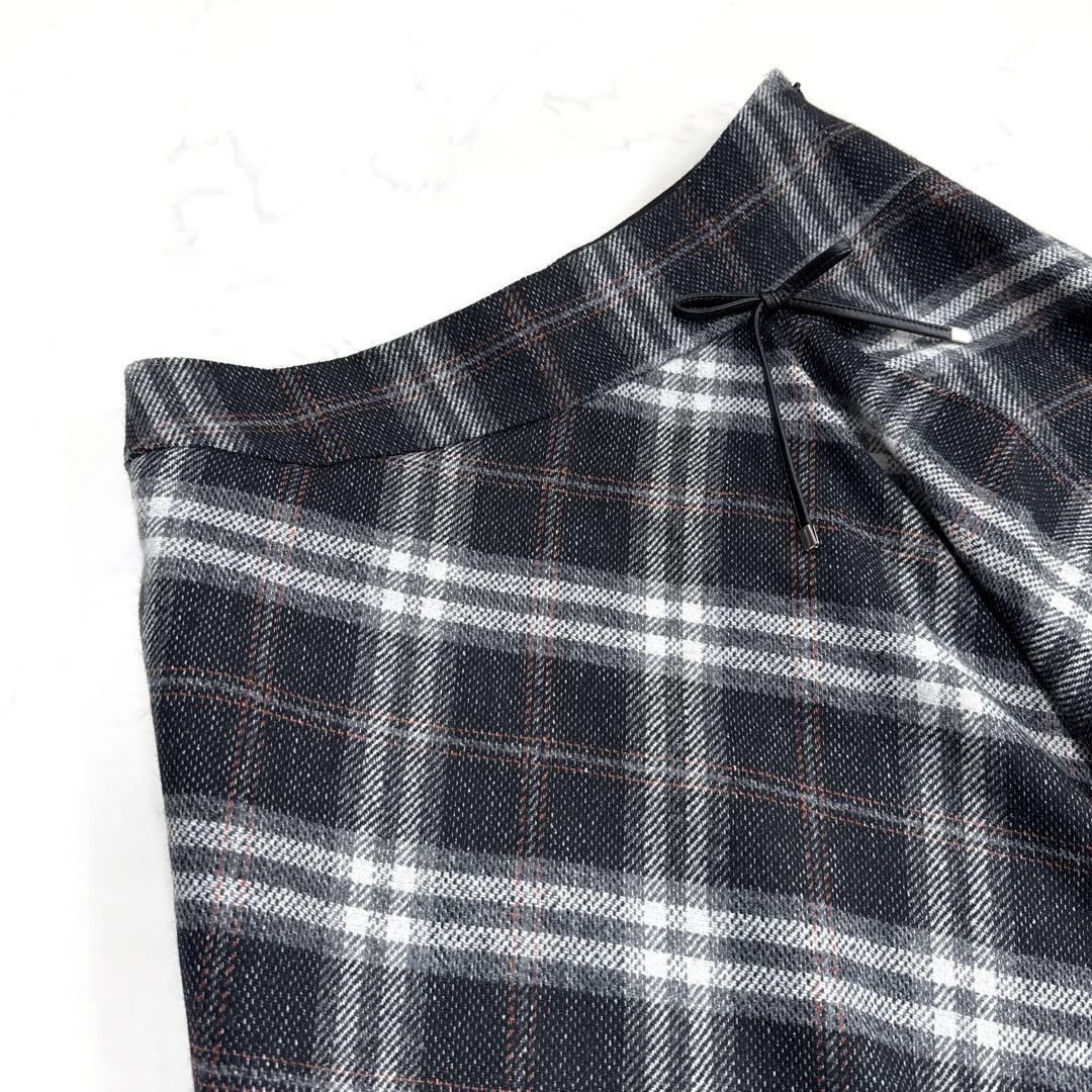 24AW エムズグレイシー カシュクール チェック スカート 40 ブラック系