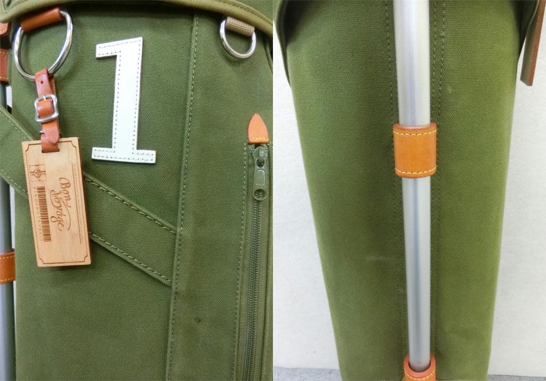 b382 木の庄帆布 Bon Voyage カーキ パイプキャディバッグ
