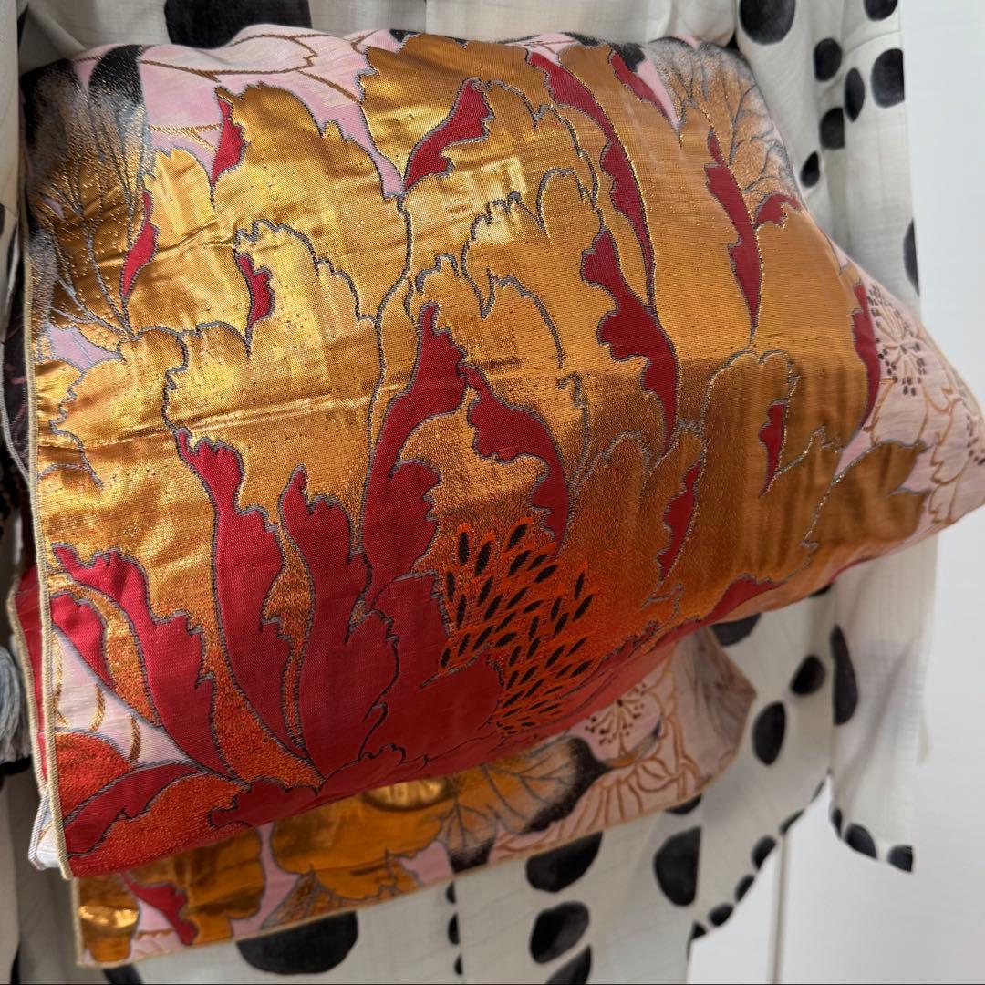 大人兵児帯【スノーホワイト　プラチナシルバー】【篤姫】【シャクヤク紅】