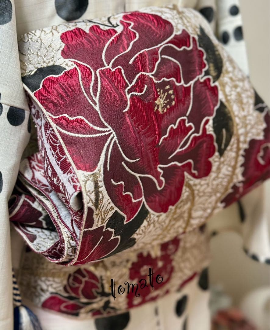 大人兵児帯【スノーホワイト　プラチナシルバー】【篤姫】【シャクヤク紅】