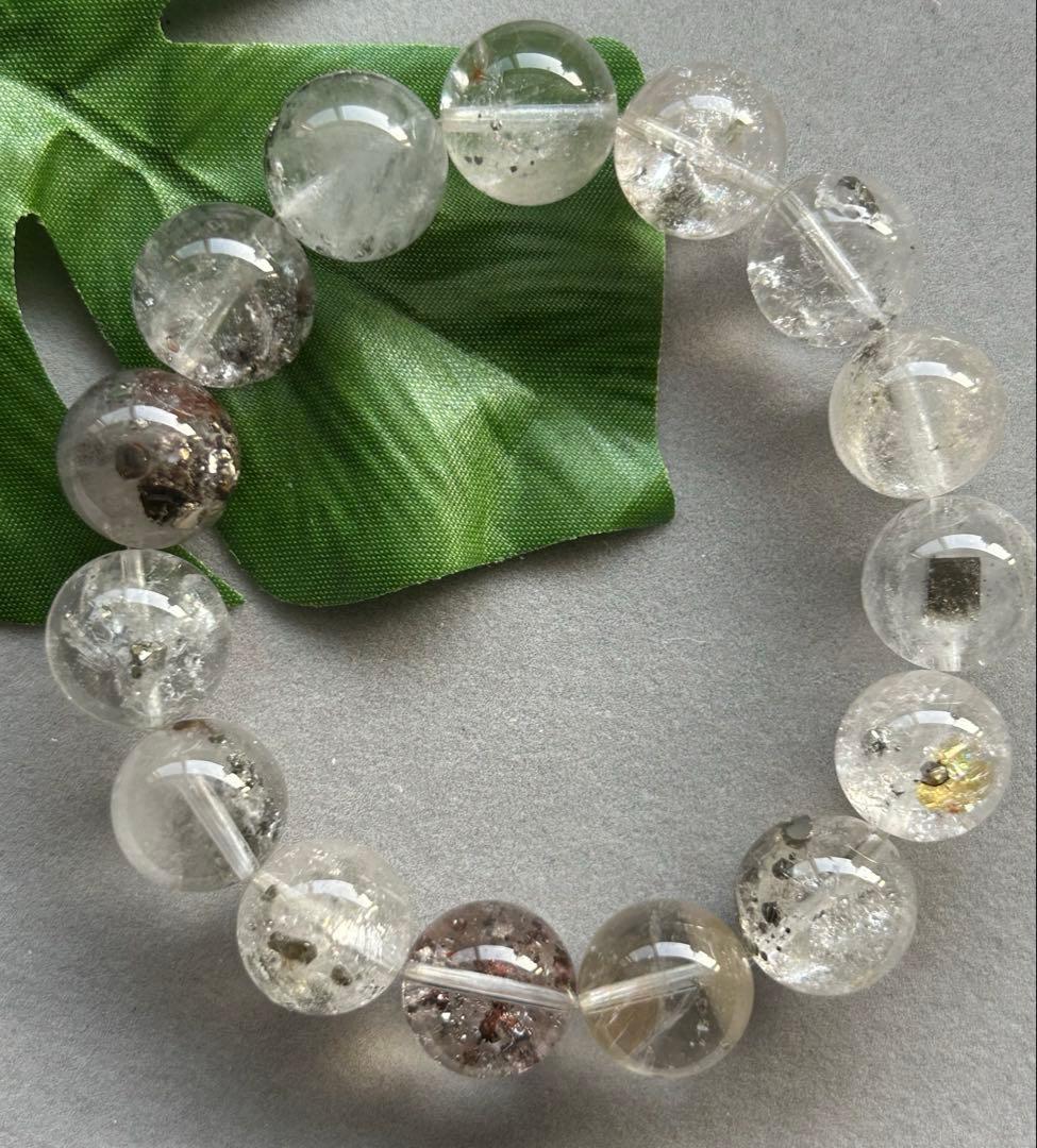 【新品未使用】キューブパイライトインクォーツ ブレス13.7mm 内径17cm