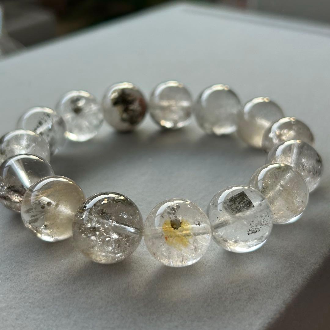 【新品未使用】キューブパイライトインクォーツ ブレス13.7mm 内径17cm