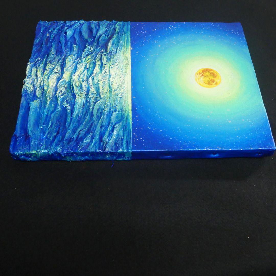 油絵 油彩 油彩画 絵 絵画【満月の海 】Ｆ4号