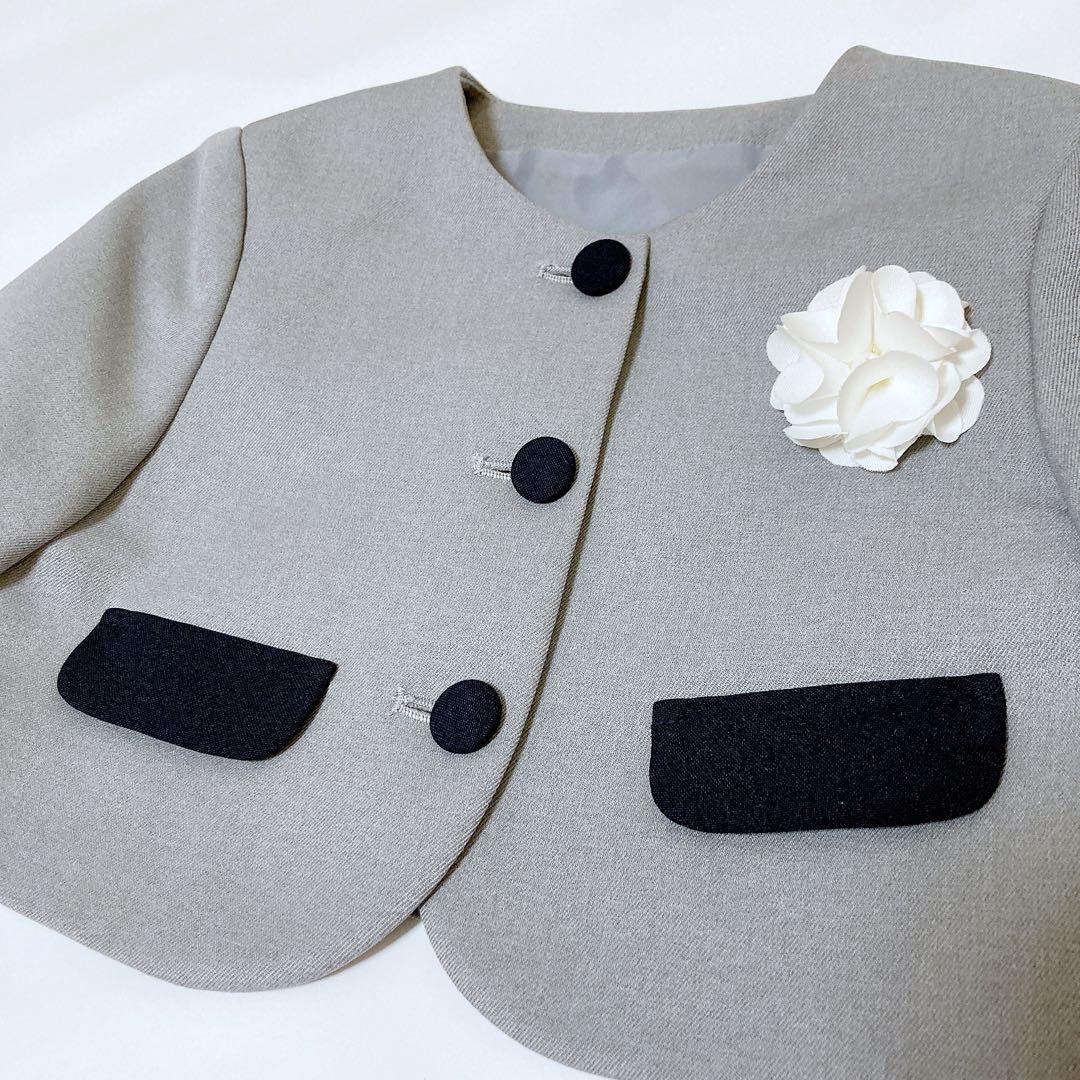 BEAMS グレー×チェック セレモニー 入学 卒園 発表会 フォーマル