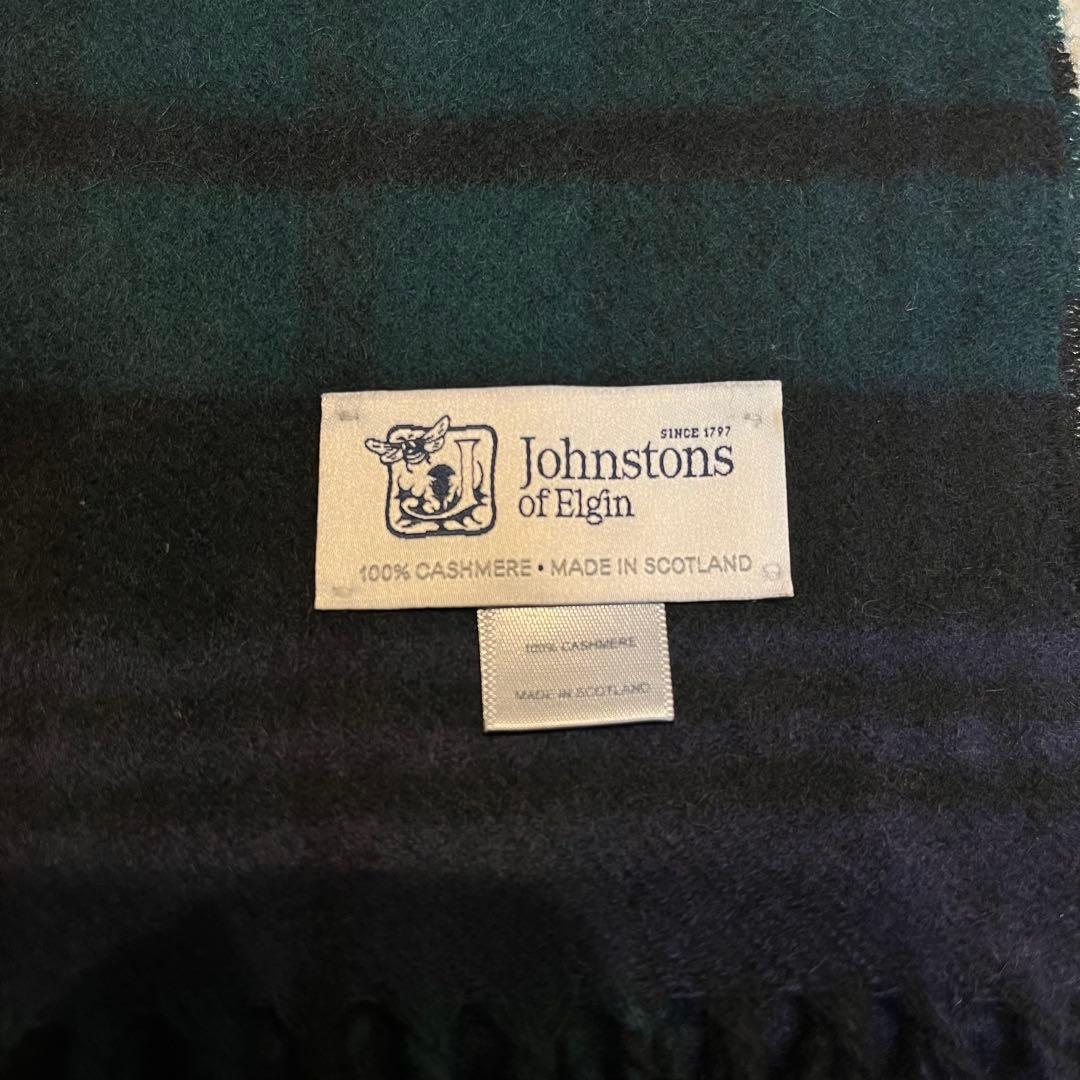 中判Johnstons of Elgin カシミヤ マフラー ストール チェック