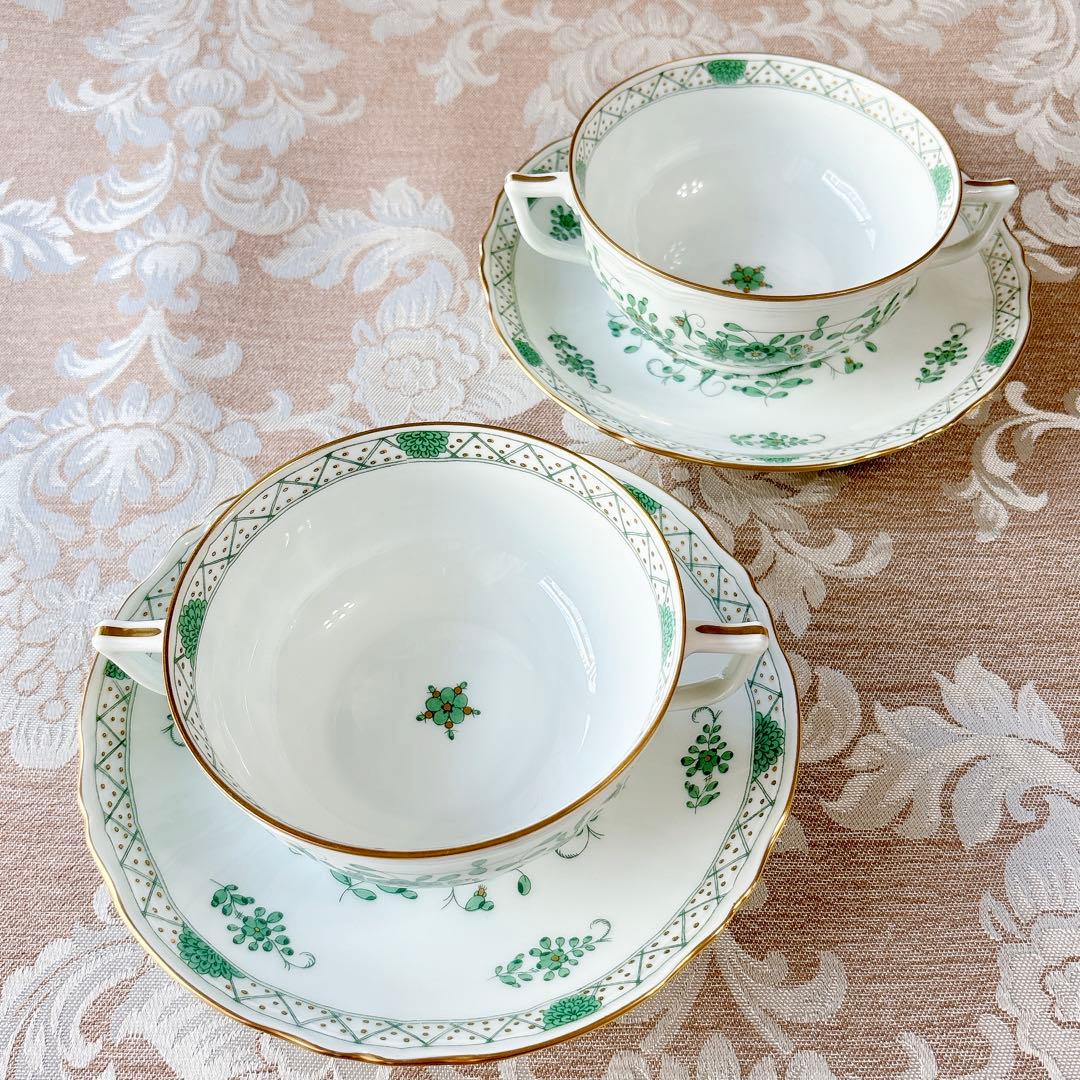 レア美品❤️レイノー❤️リモージュ❤️インドの華❤️スープカップ❤️ダブルハンドル❤️2客