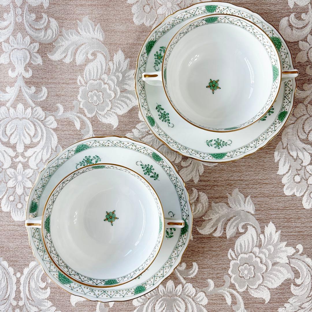 レア美品❤️レイノー❤️リモージュ❤️インドの華❤️スープカップ❤️ダブルハンドル❤️2客