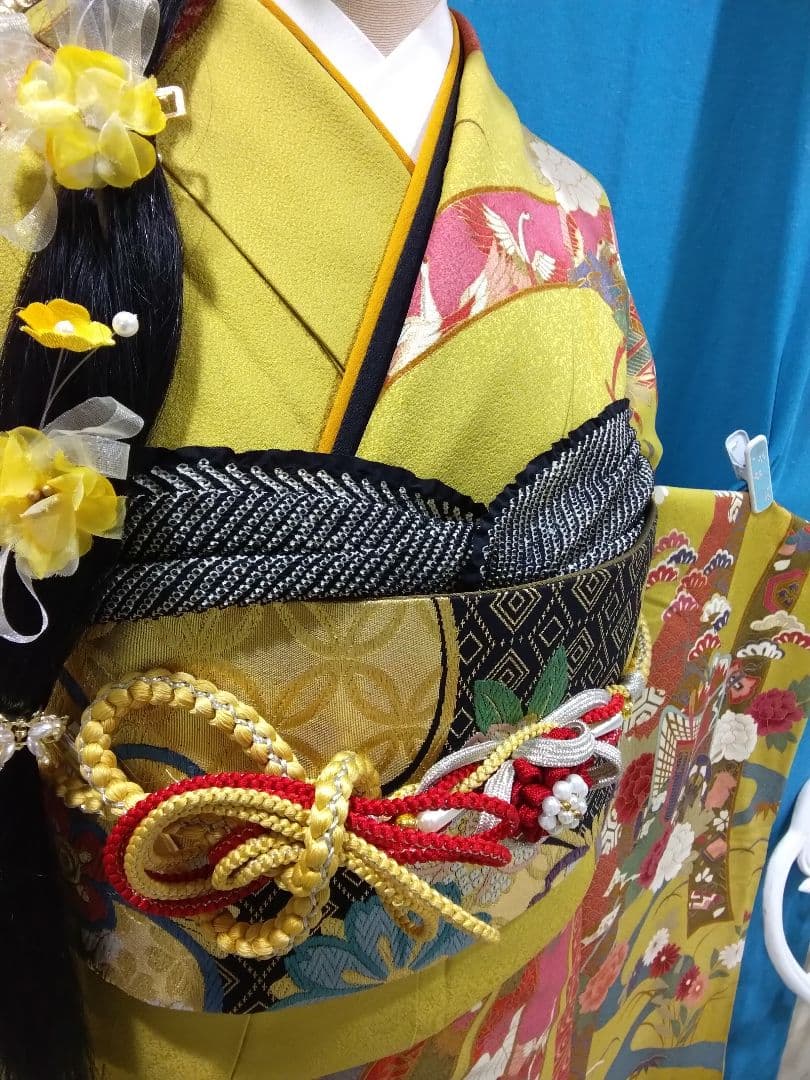 振袖フルセット、正絹振袖成人式、重ね衿帯揚げ帯締め、西陣袋帯、襦袢、ガード加工