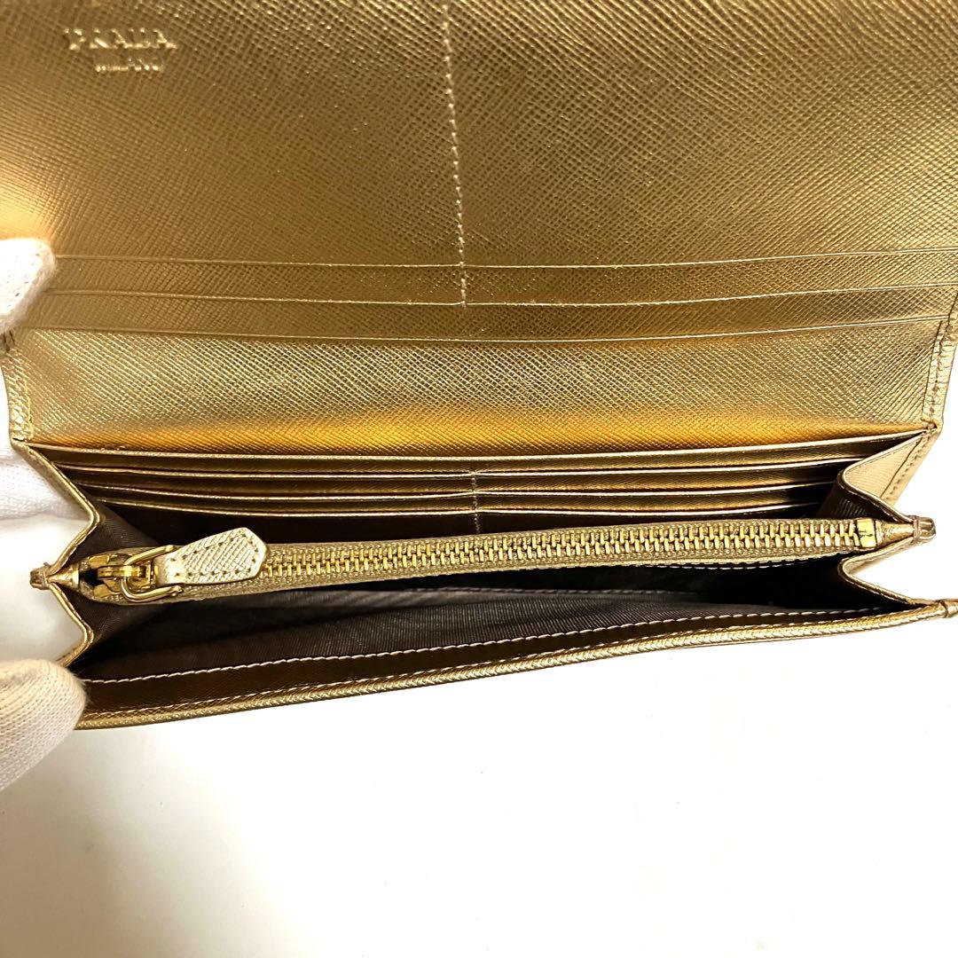 PRADA プラダ 二つ折り 長財布 ゴールド レザー 希少品 レア物