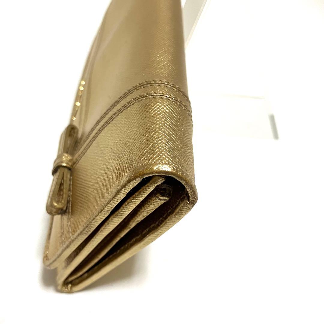 PRADA プラダ 二つ折り 長財布 ゴールド レザー 希少品 レア物
