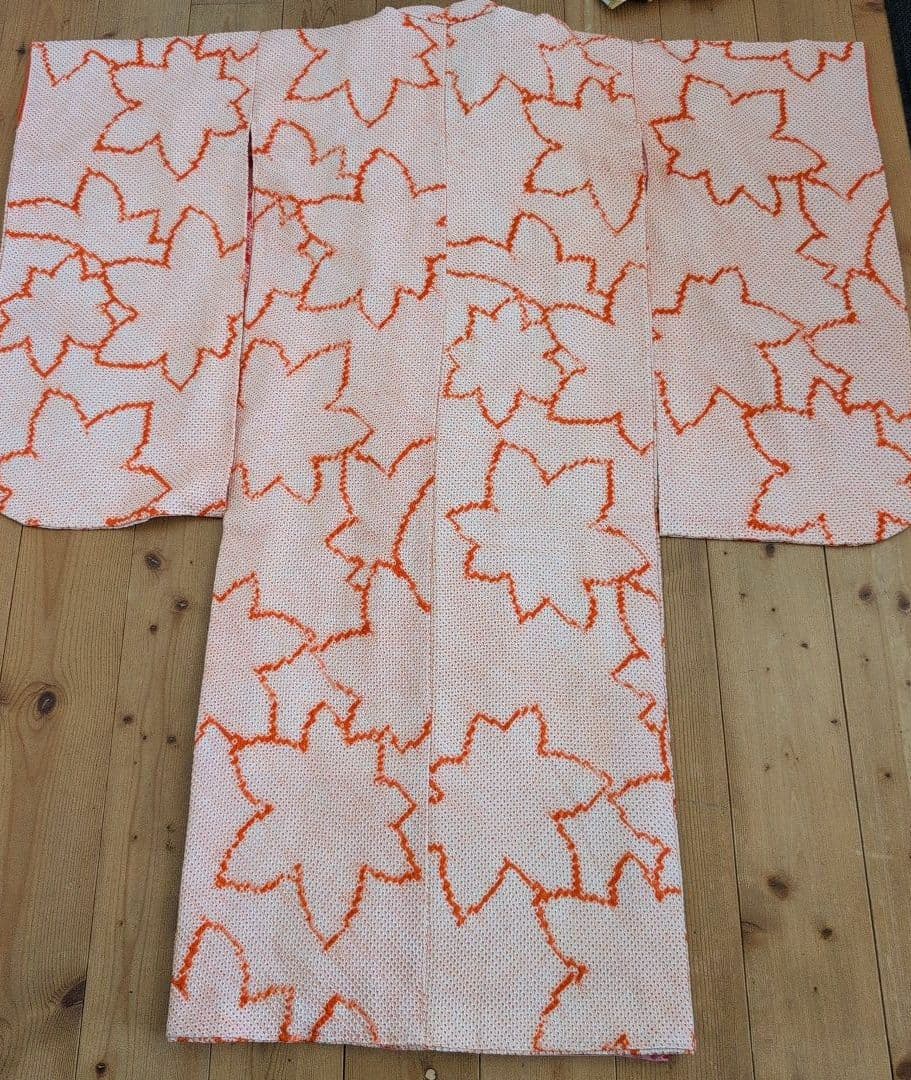 七五三7歳女の子総絞り着物＆半幅帯＆帯締め&帯揚げ&草履＆バッグ