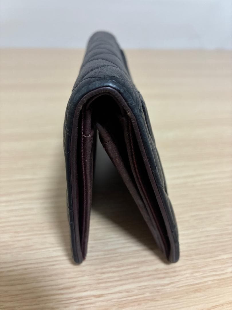 CHANEL 　マトラッセ　ブラックレザー 長財布