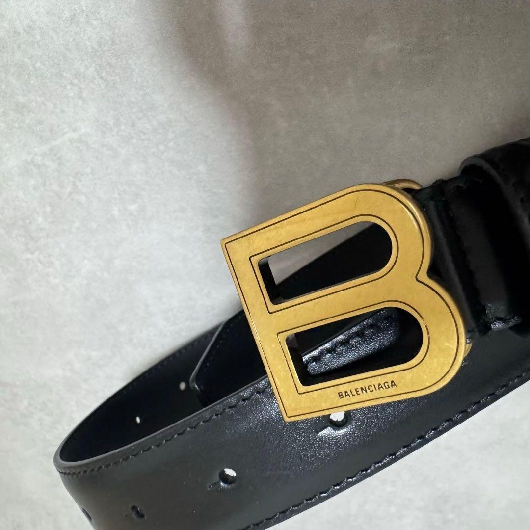 BALENCIAGA ブラックレザーベルト
