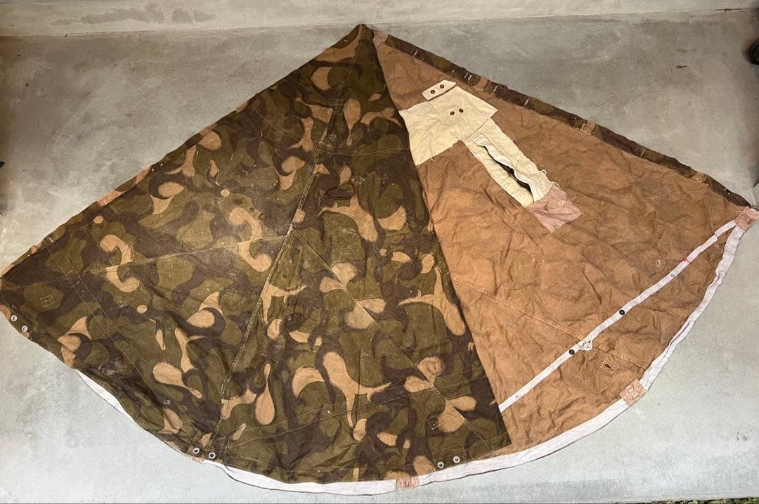 50s 初期型 ハンガリー軍幕 扇形 ハリケーンカモ タープ テント ミリタリー