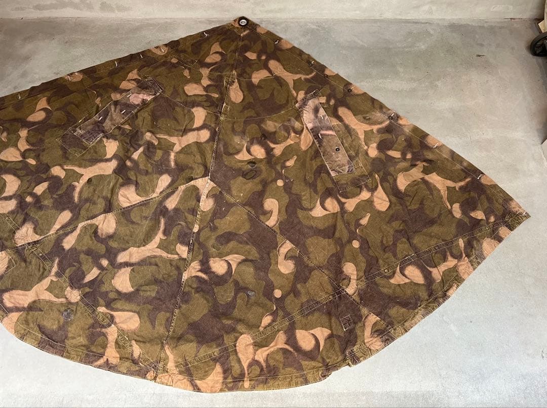 50s 初期型 ハンガリー軍幕 扇形 ハリケーンカモ タープ テント ミリタリー