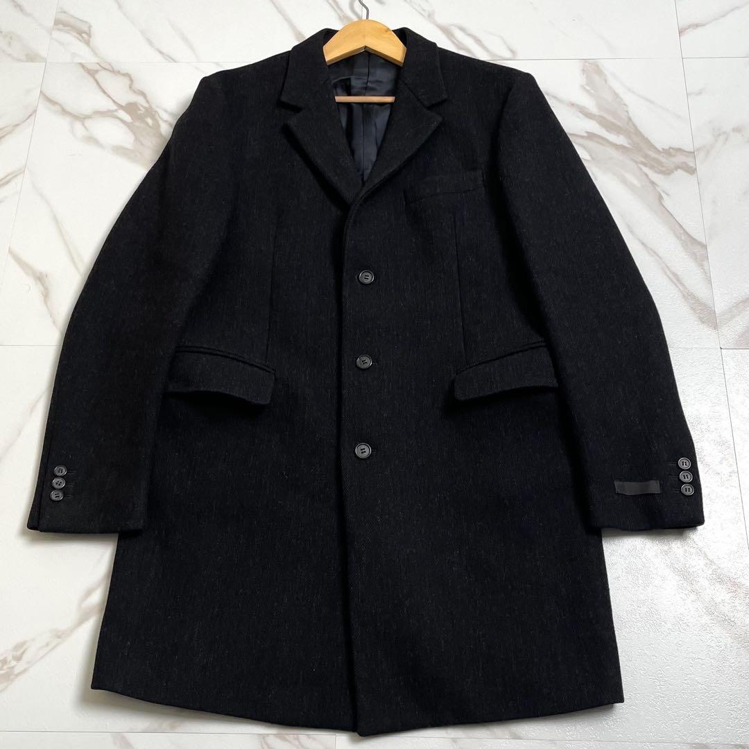 美品 PRADA チェスターコート 48 Lサイズ チャコール 袖タグ 【61
