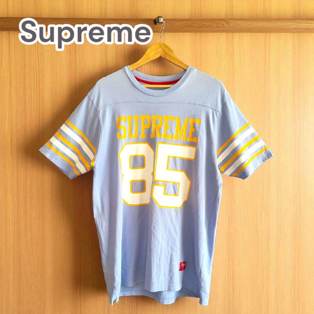 11700□Supreme L 半袖Tシャツ 水色 ボーダーラインbc11yt