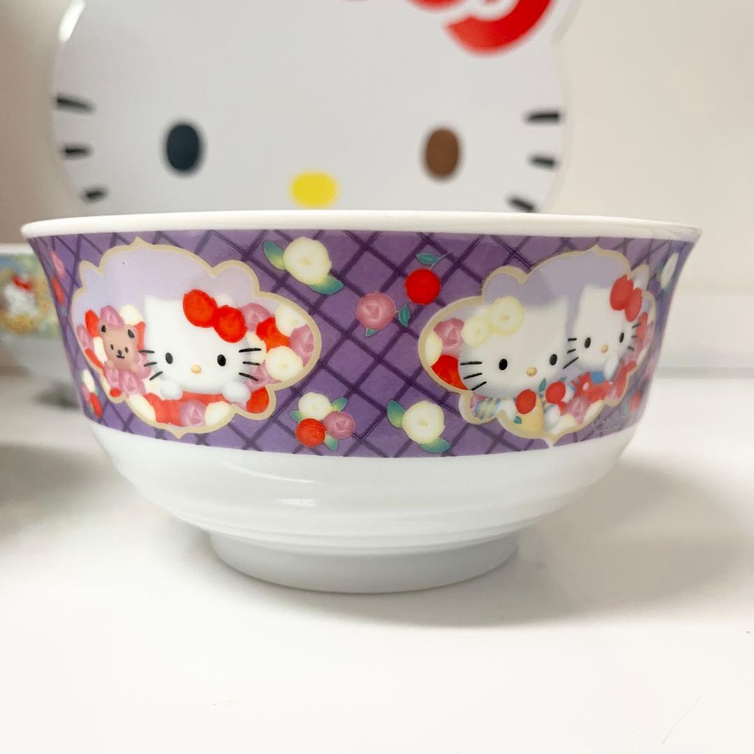 【未使用】ハローキティ ラーメンめぐり　有田焼　丼４個セット