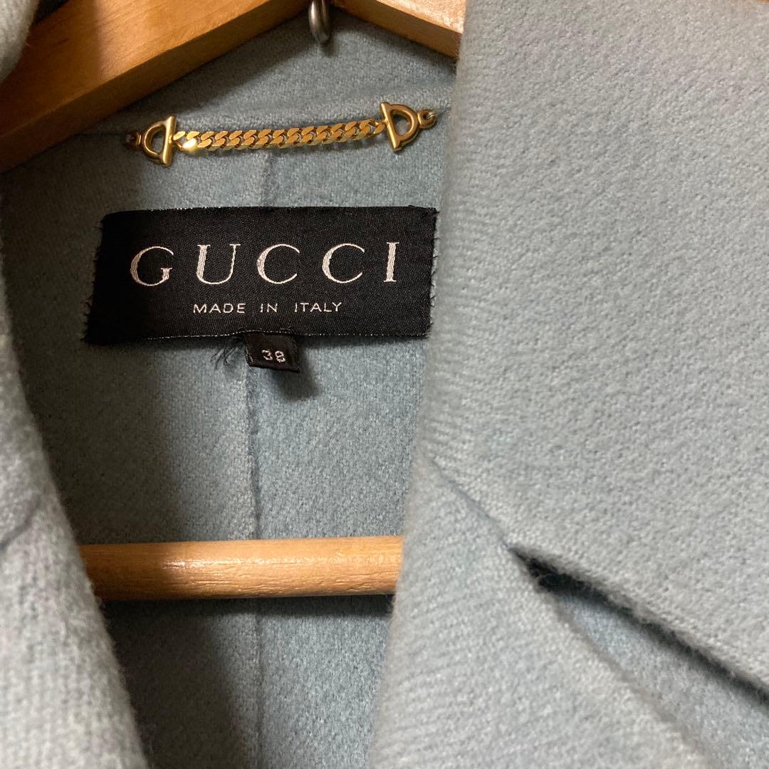GUCCI グッチ　カシミヤ＆ウール　ライトブルー ロングコート　38