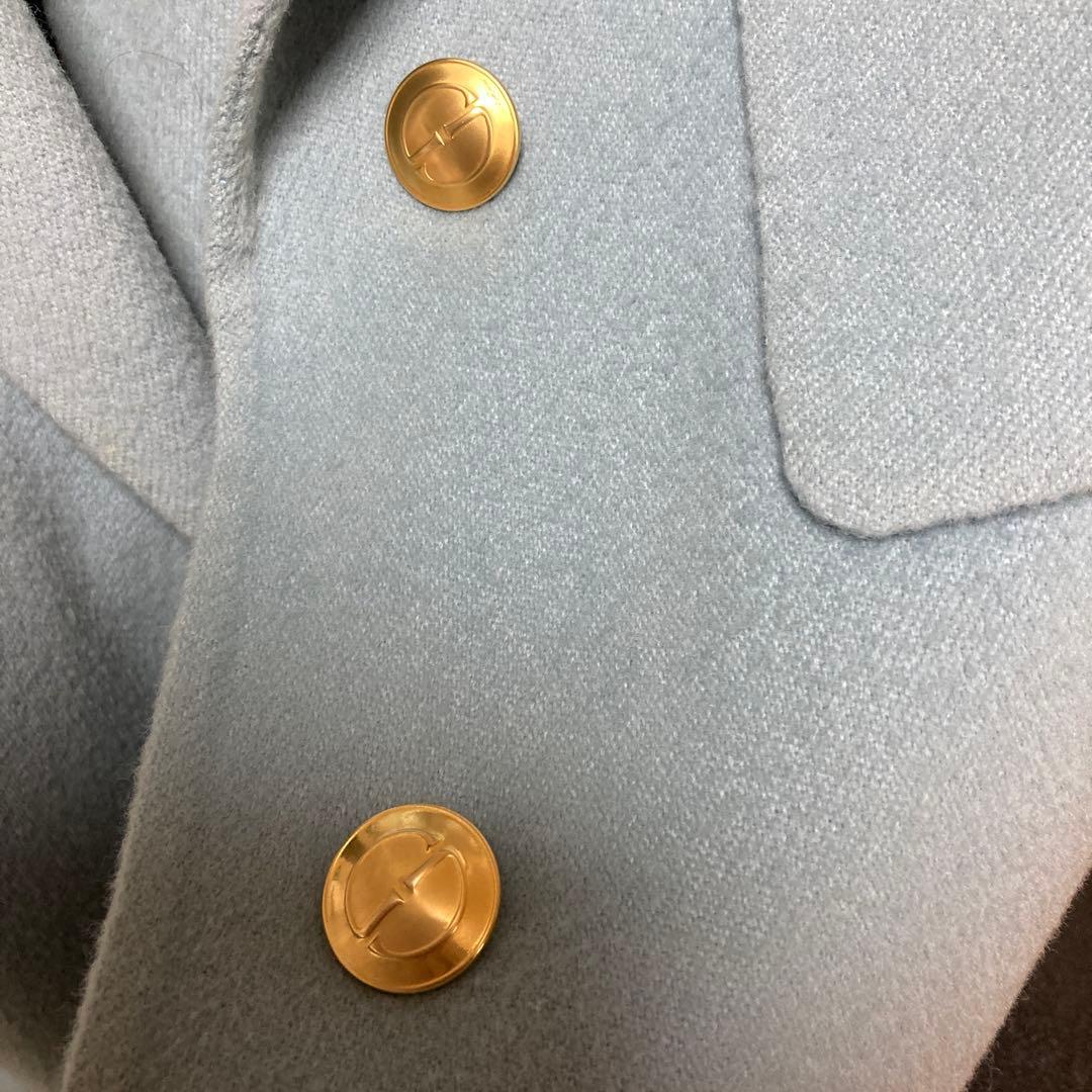 GUCCI グッチ　カシミヤ＆ウール　ライトブルー ロングコート　38