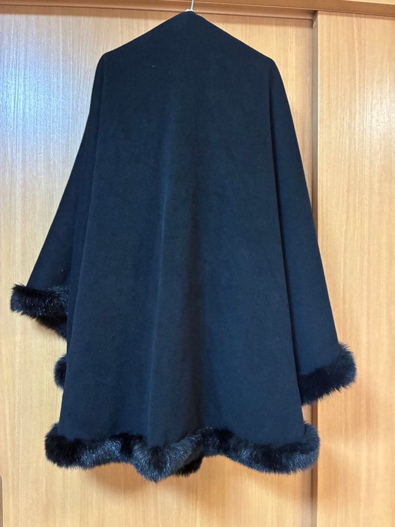 VIVID マントコート　ファー付き　ヴィンテージ　黒