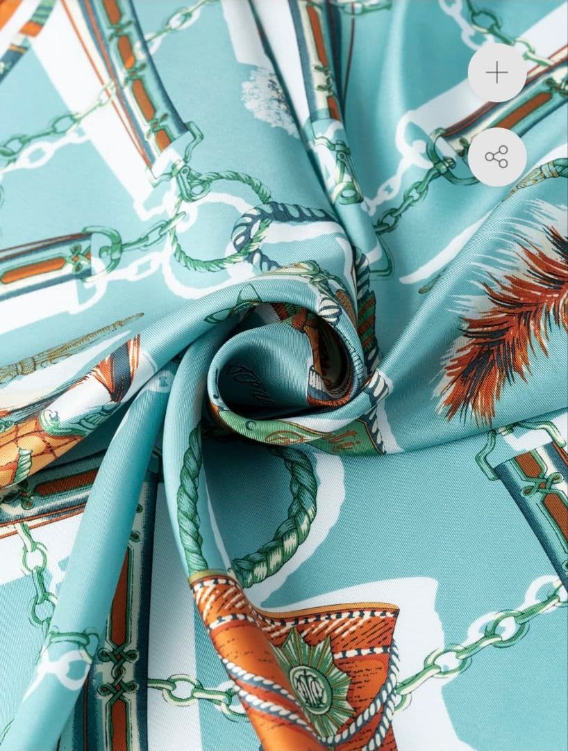 【匿名配送】マニプリ 90 コラージュケピターコイズ シルク スカーフ