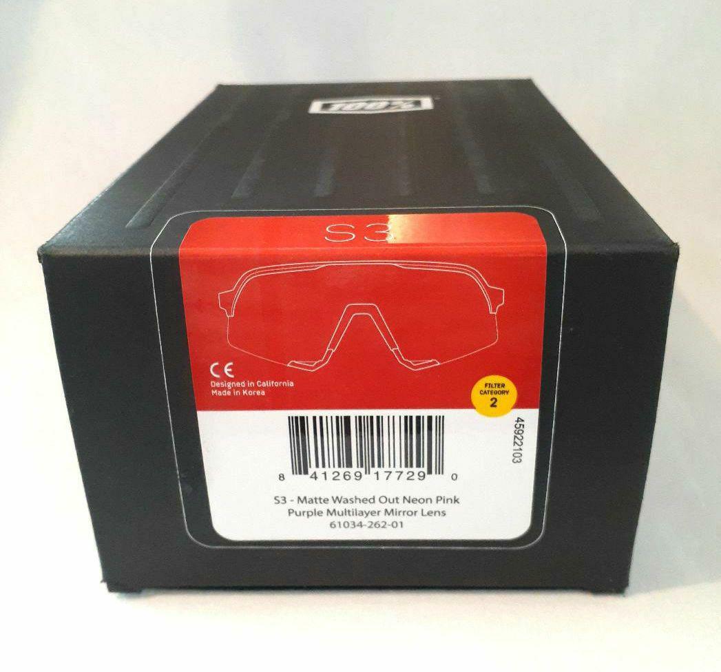 100% S3 ネオンピンク パープルミラーレンズ