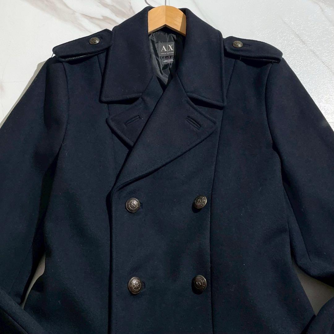 【極美品✨】アルマーニエクスチェンジ ナポレオン ダブルチェスターコート 紺 M