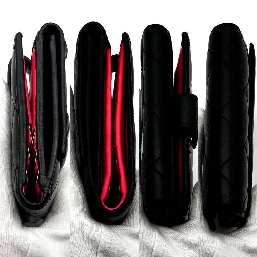 極美品✨レア】シャネル CHANEL 財布 カンボンライン Wホック 二つ折