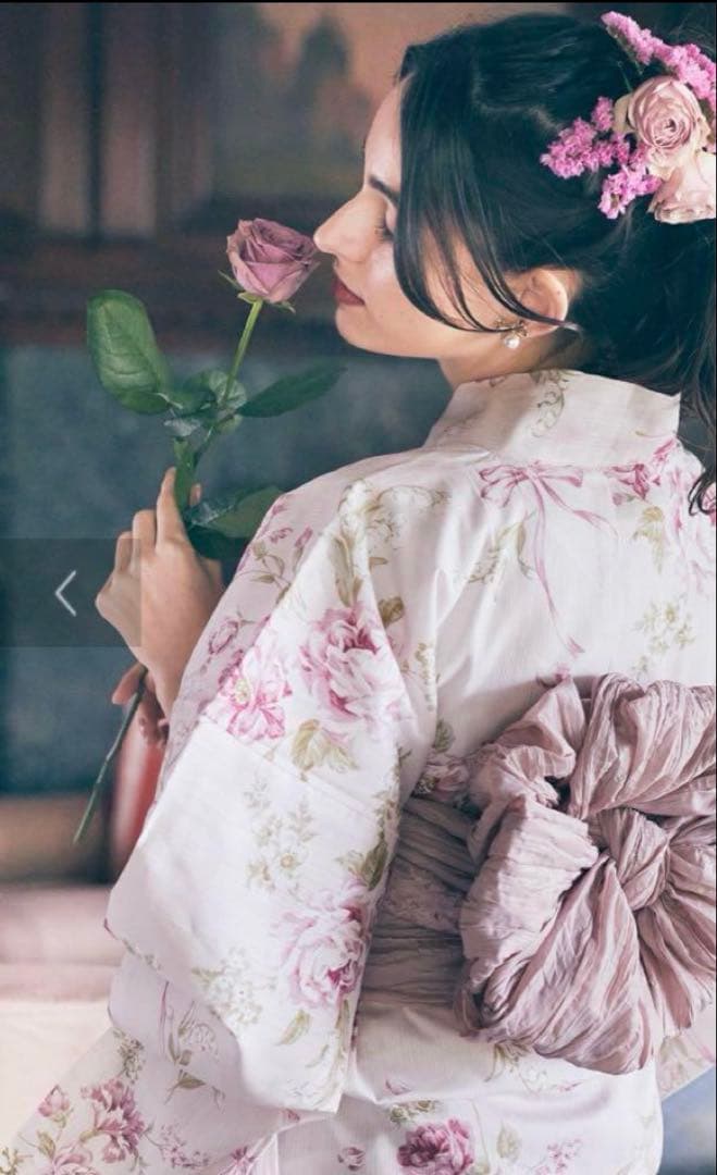 美品メゾンドフルール・FLEURリボン浴衣2024☆完売品♡ピンク