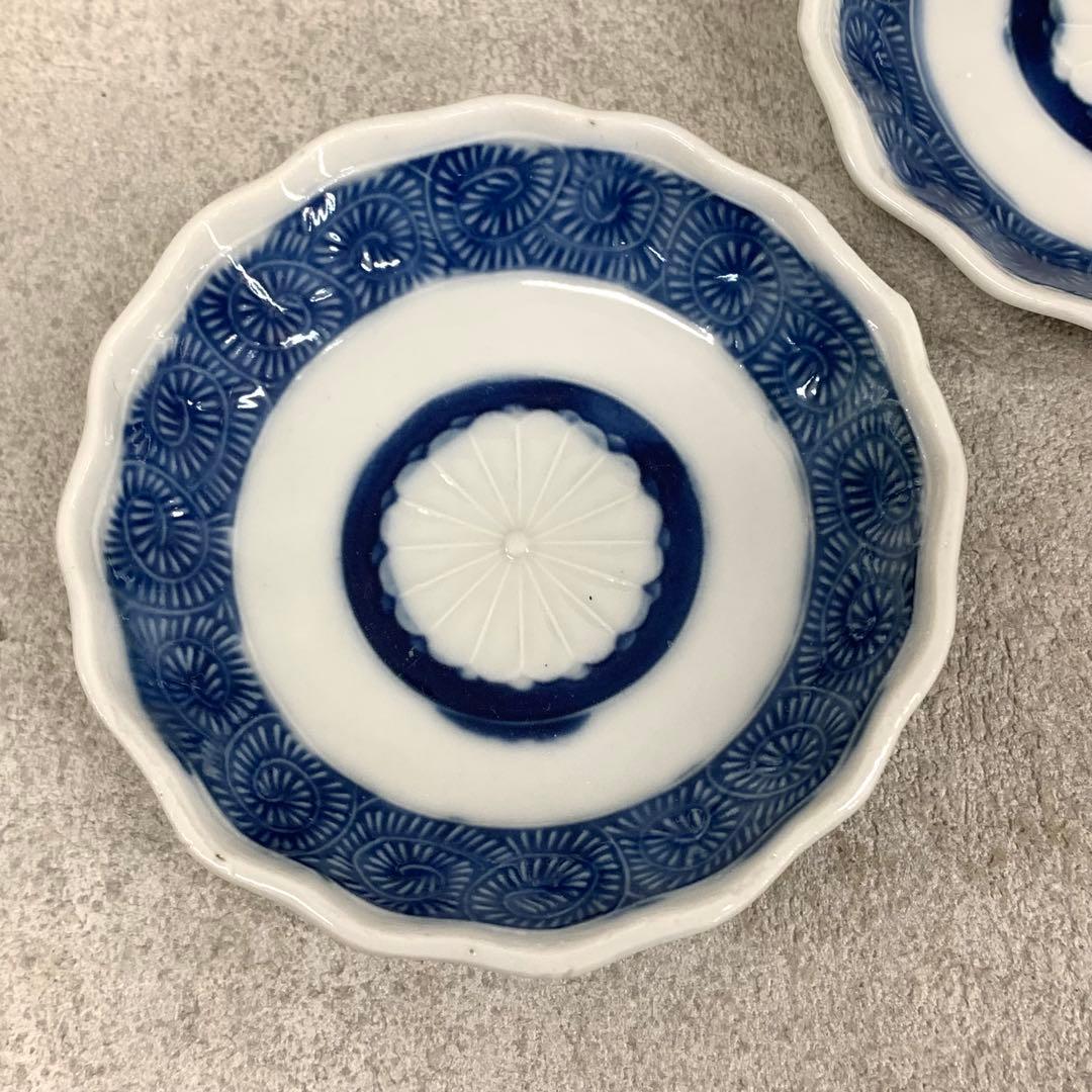 豆皿 5点 輪花皿 染付蛸唐草菊文 和食器 古皿 小皿 手塩皿 箸置き