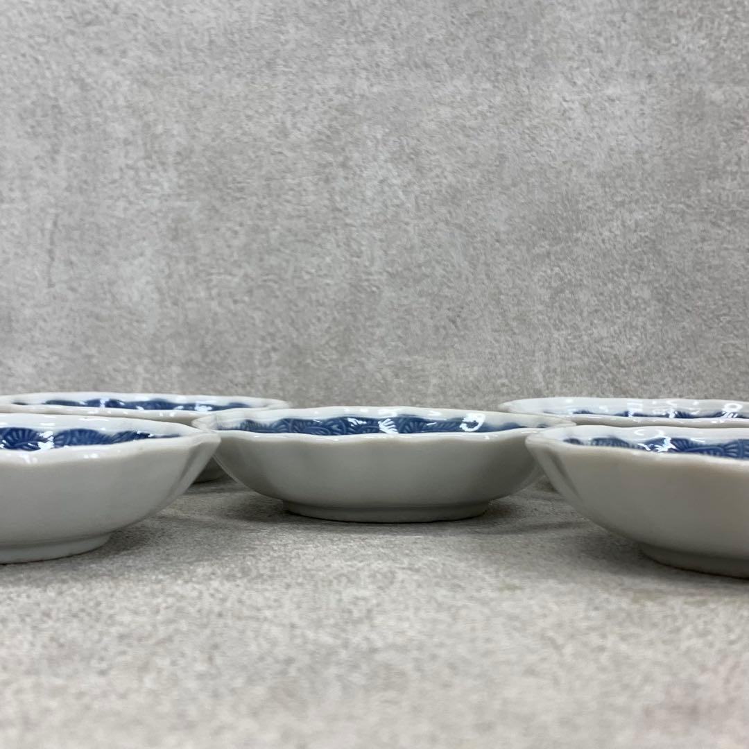 豆皿 5点 輪花皿 染付蛸唐草菊文 和食器 古皿 小皿 手塩皿 箸置き