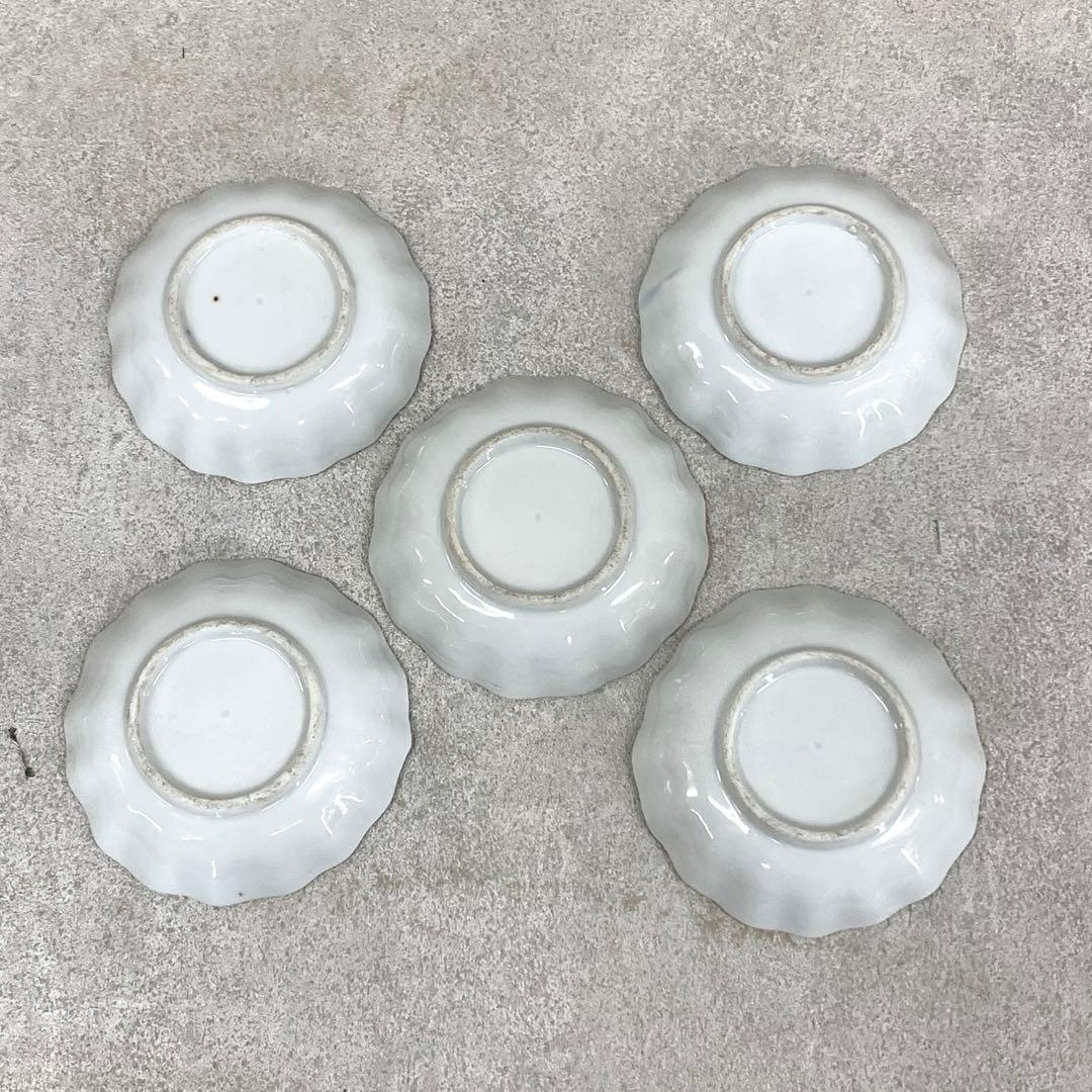 豆皿 5点 輪花皿 染付蛸唐草菊文 和食器 古皿 小皿 手塩皿 箸置き