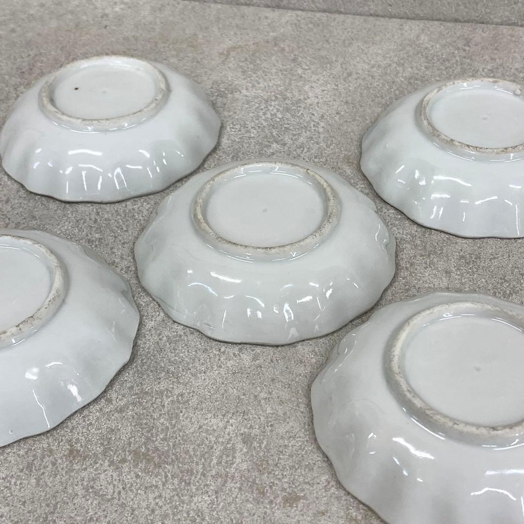 豆皿 5点 輪花皿 染付蛸唐草菊文 和食器 古皿 小皿 手塩皿 箸置き