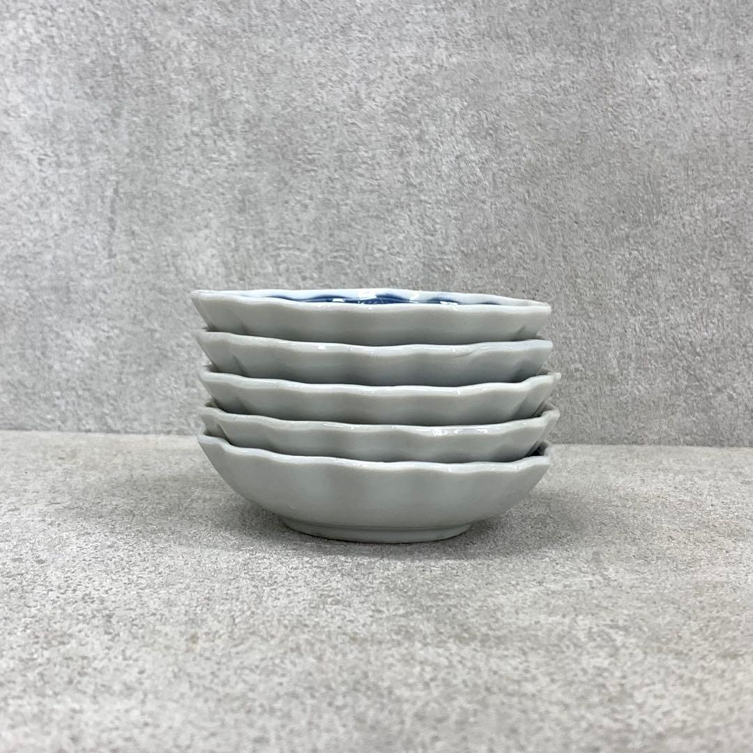 豆皿 5点 輪花皿 染付蛸唐草菊文 和食器 古皿 小皿 手塩皿 箸置き