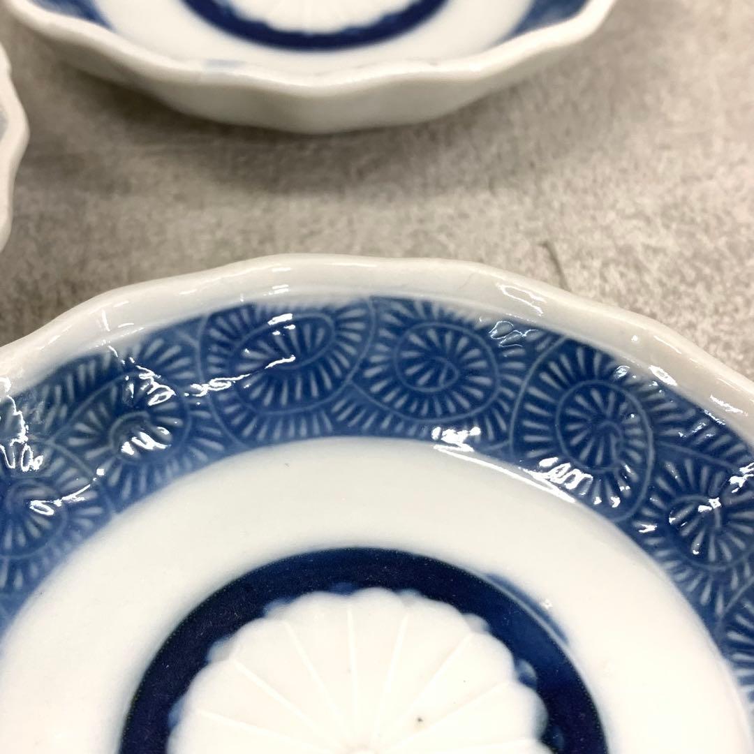豆皿 5点 輪花皿 染付蛸唐草菊文 和食器 古皿 小皿 手塩皿 箸置き